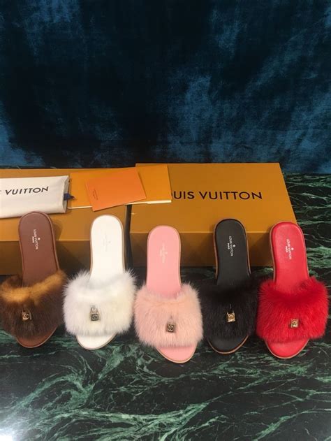 louis vuitton slippers fluffy|Louis Vuitton slippers sale.